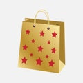 vector yellow paper gift package with stars pattern Royalty Free Stock Photo